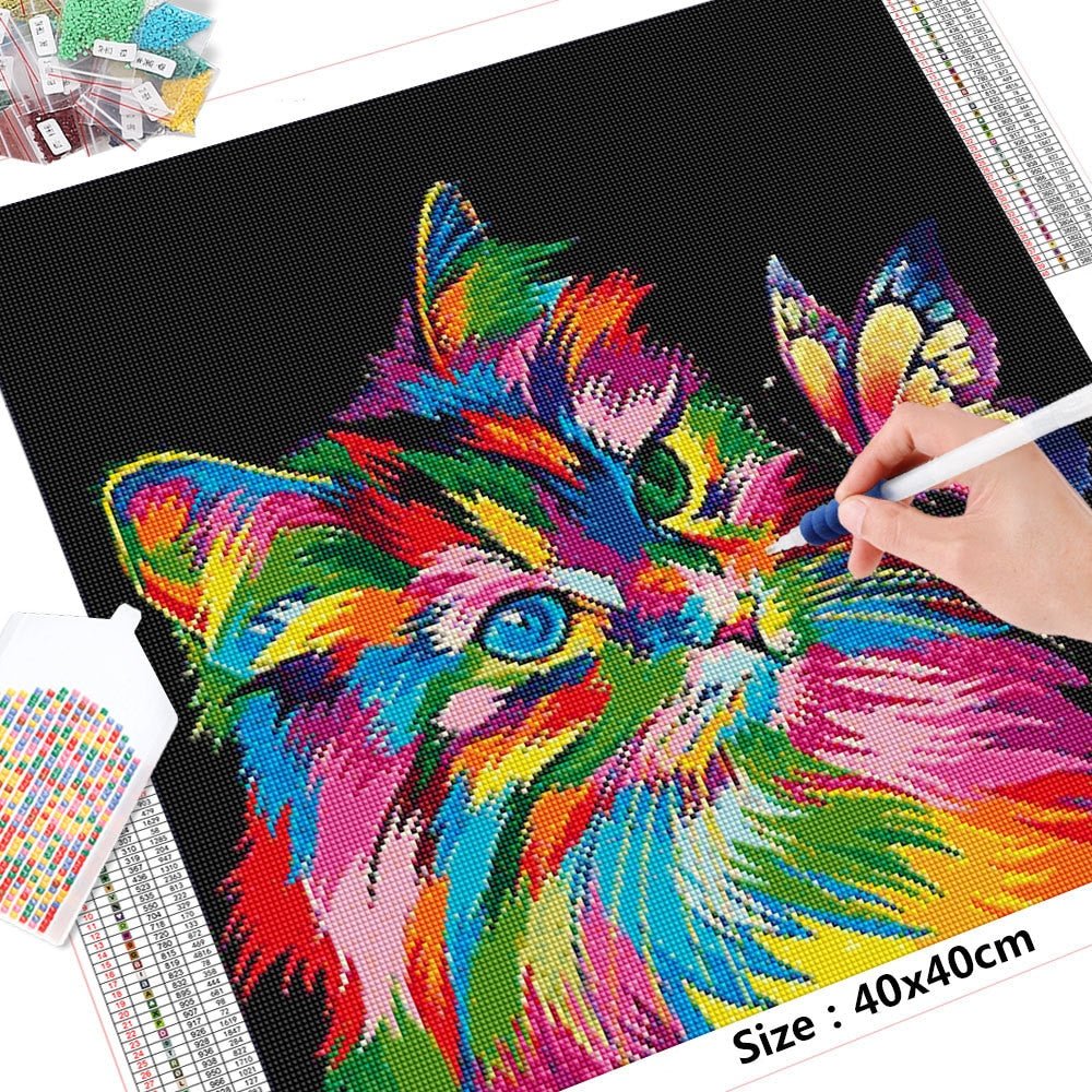 Broderie Diamant Chat Arc En Ciel - Diamond Paintings