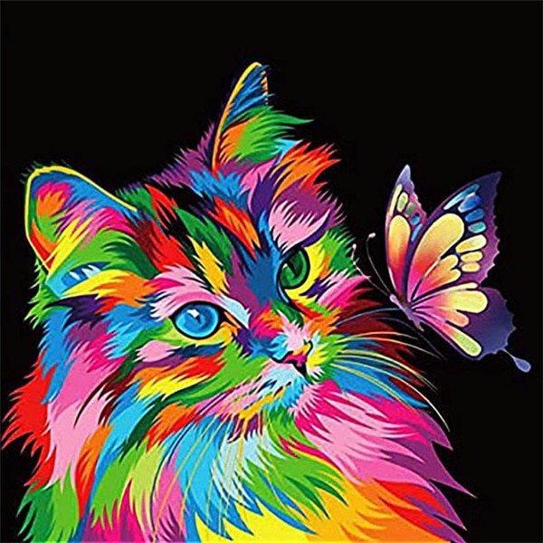 Broderie Diamant Chat Arc En Ciel - Diamond Paintings