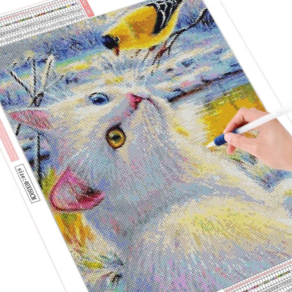 Broderie Diamant Chat Blanc - Diamond Paintings