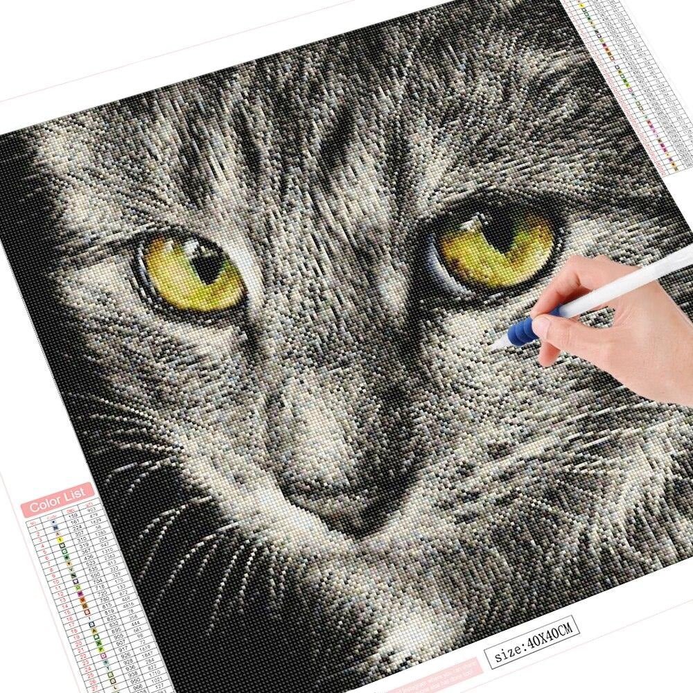 Broderie Diamant Chat Gris - Diamond Paintings