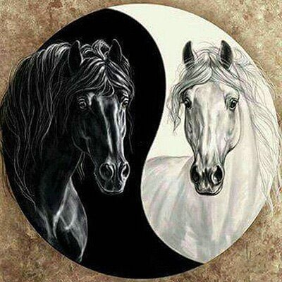 Broderie Diamant Cheval Yin et Yang - Diamond Paintings