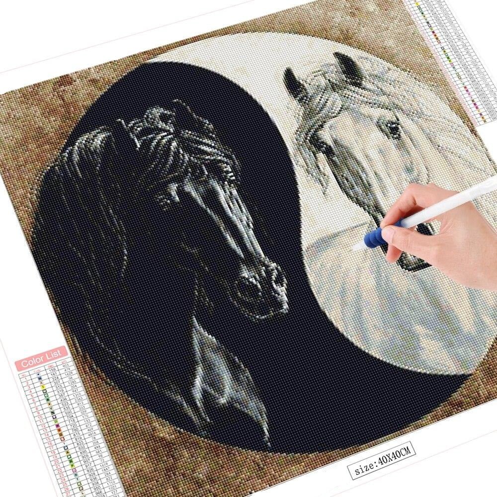 Broderie Diamant Cheval Yin et Yang - Diamond Paintings