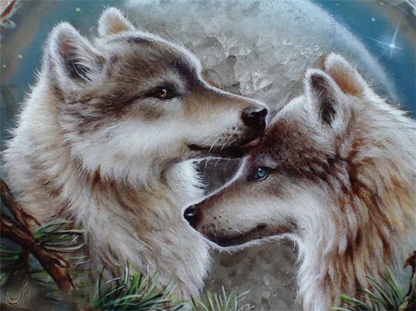 Broderie Diamant Loup Amour - Diamond Paintings