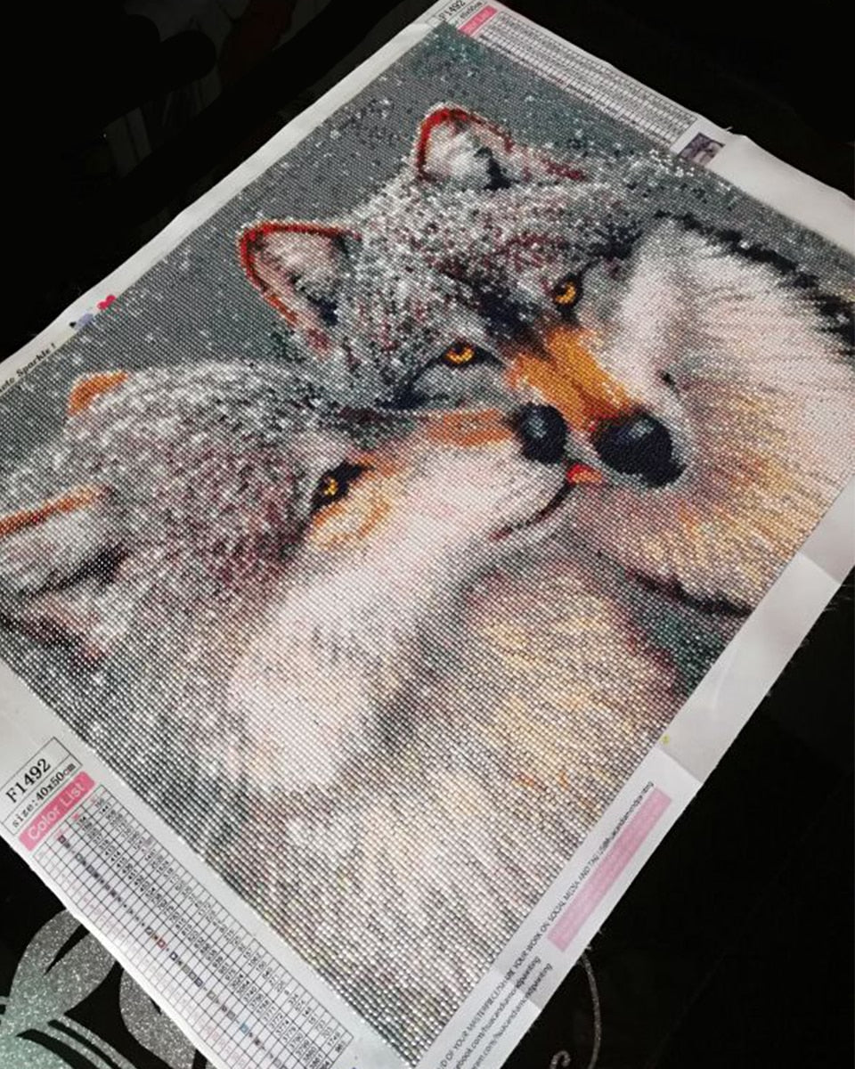 Broderie Diamant Loup Enneigé - Diamond Paintings