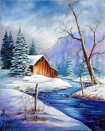Broderie Diamant Paysage Froid hivernal - Diamond Paintings