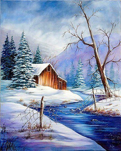 Broderie Diamant Paysage Froid hivernal - Diamond Paintings