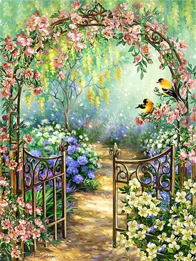 Broderie Diamant Paysage Jardin fleuri - Diamond Paintings