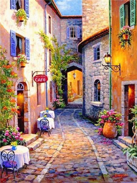Broderie Diamant Paysage Ruelle - Diamond Paintings