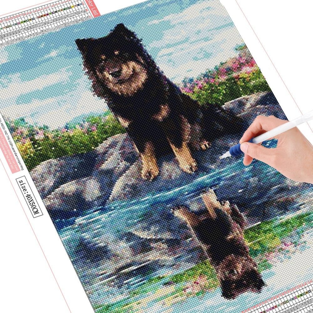 Diamon Painting Reflets Chiens - Diamond Paintings