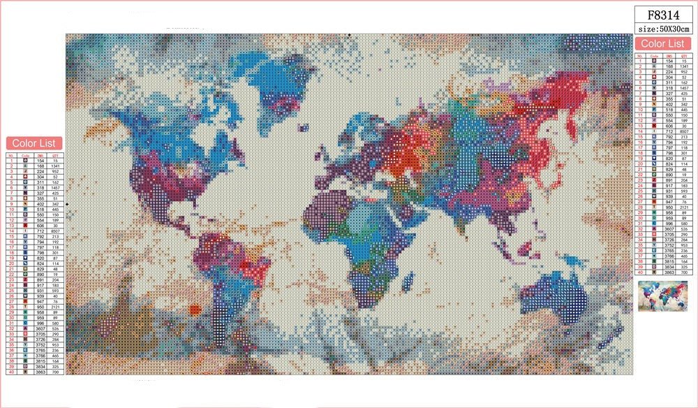 Diamond Painting Carte Du Monde - Diamond Paintings
